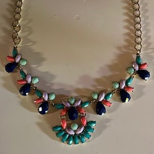 J Crew Statement Necklace, excellent condition! Multi colored with gold finish.
